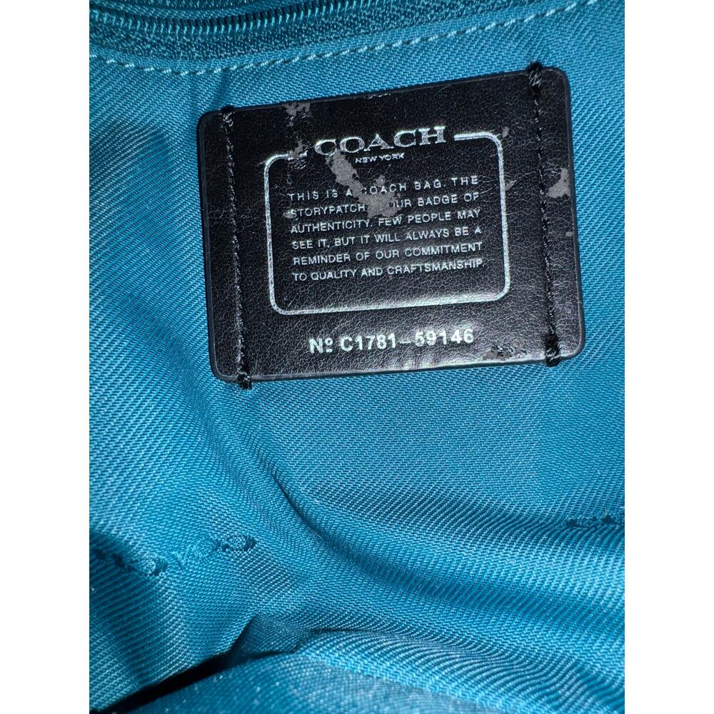 Coach Rare Turquoise Mercer Rivet Satchel 24 Silver Clove - Picture 2 of 10